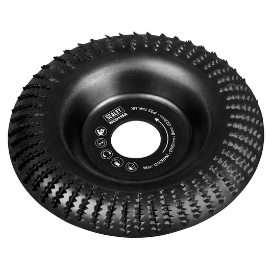 Sealey Wood Carving Disc Arc Shape 115mm 22mm Bore WCD115A