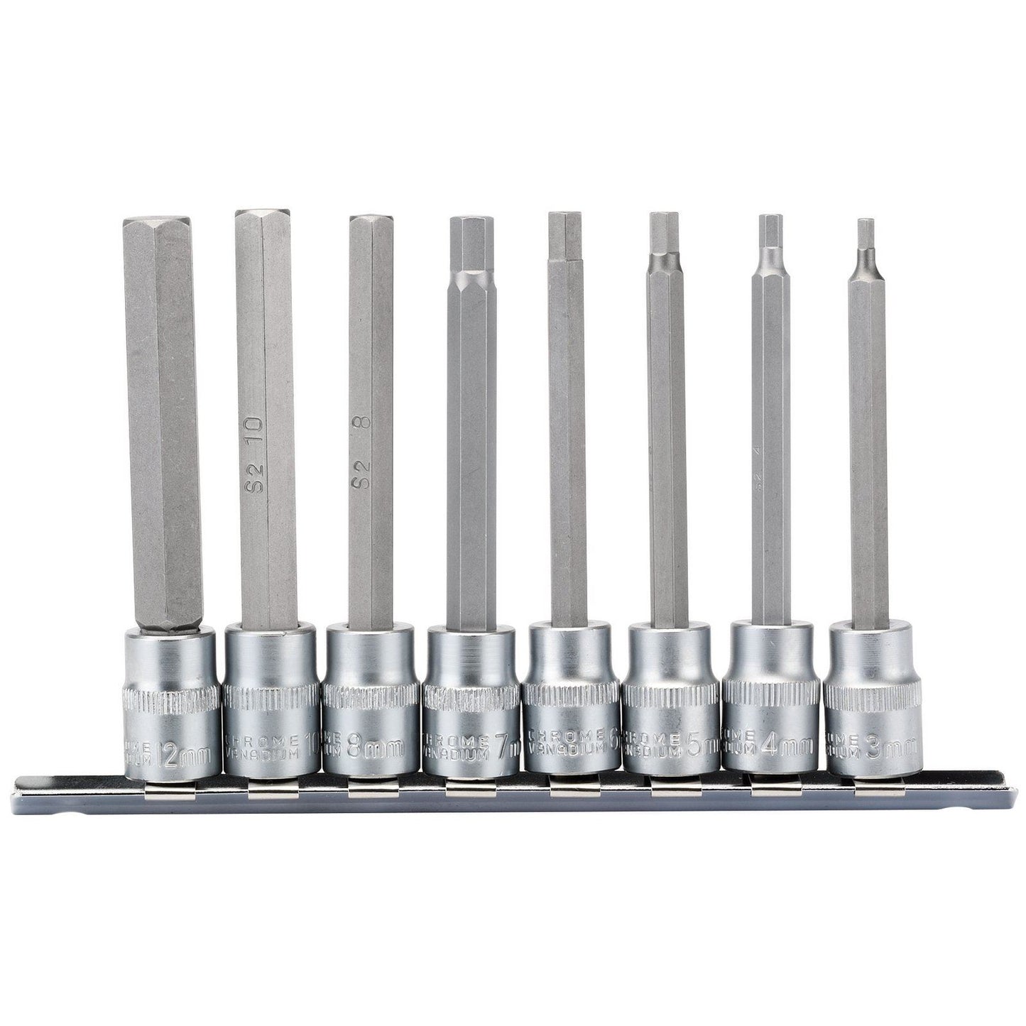 Draper Hex. Socket Bit Set, 3/8" Sq. Dr., 100mm (8 Piece) D-HEX/8/100 - 16286