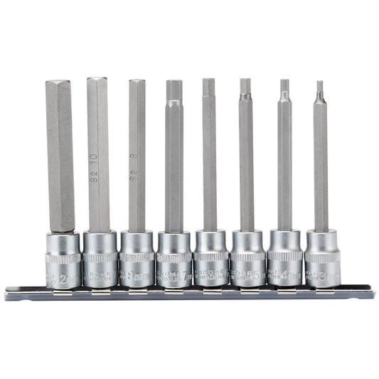 Draper Hex. Socket Bit Set, 3/8" Sq. Dr., 100mm (8 Piece) D-HEX/8/100 - 16286