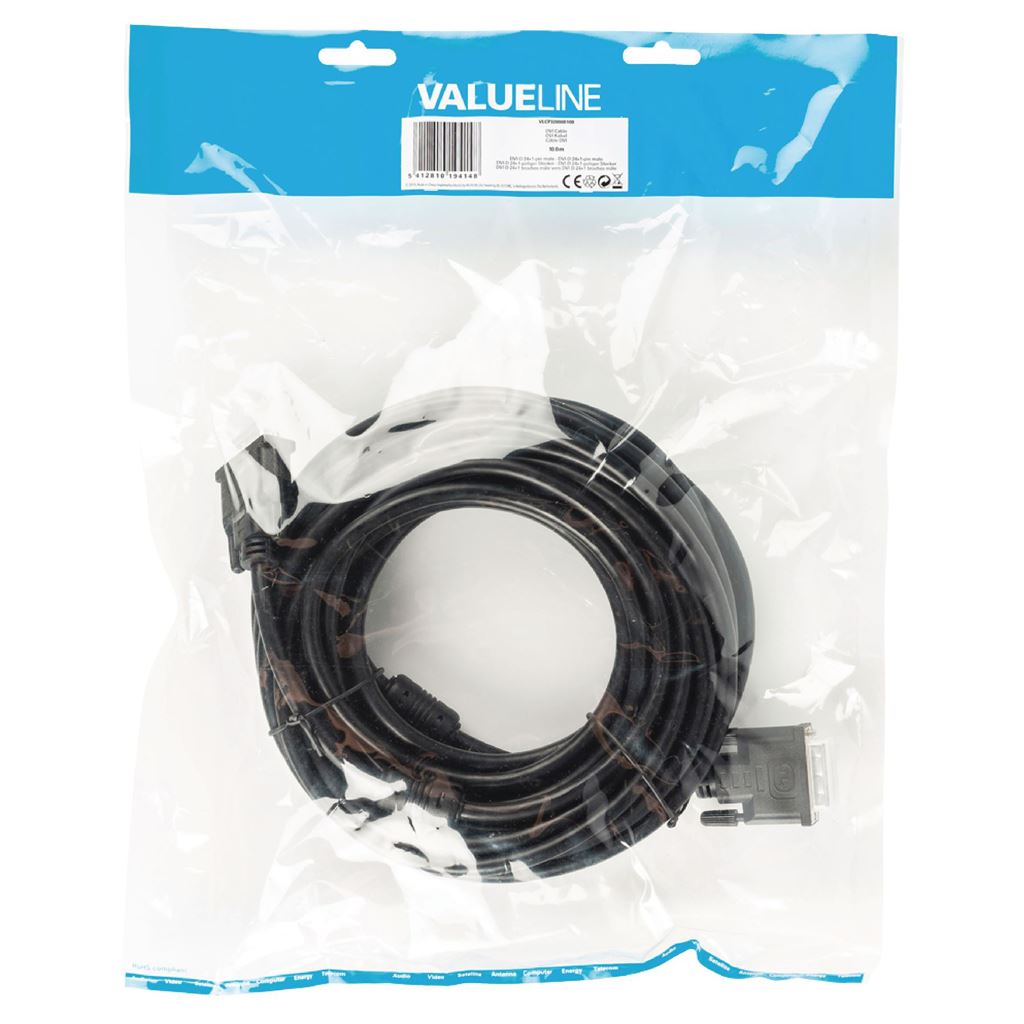 Glaxio DVI cable DVI-D 24+1-pin male to DVI-D 24+1-pin male 10m black - CCGP32000BK100