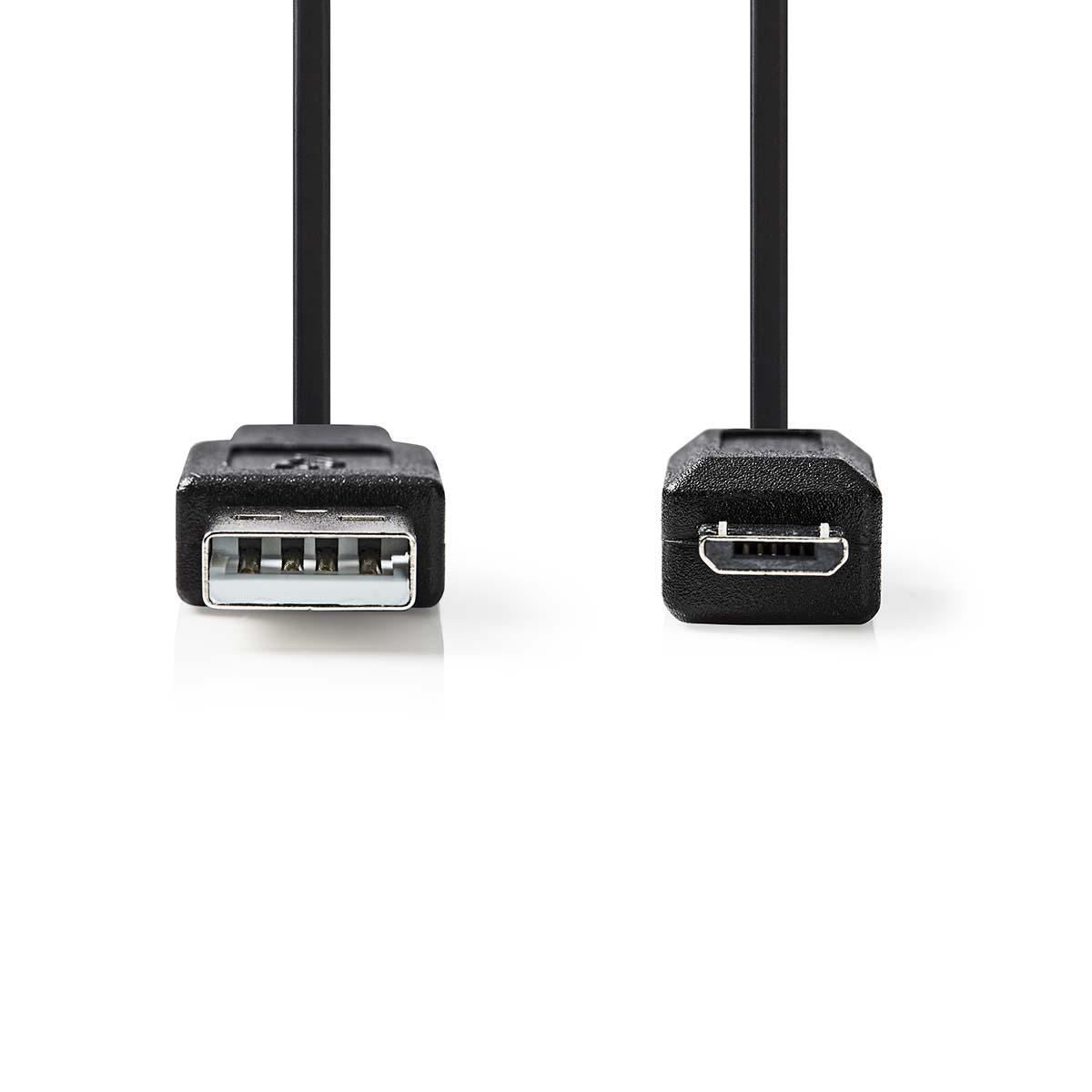 Nedis USB 2.0 Coiled Cable A Male to Micro B Male 2m Black CCGP60540BK20