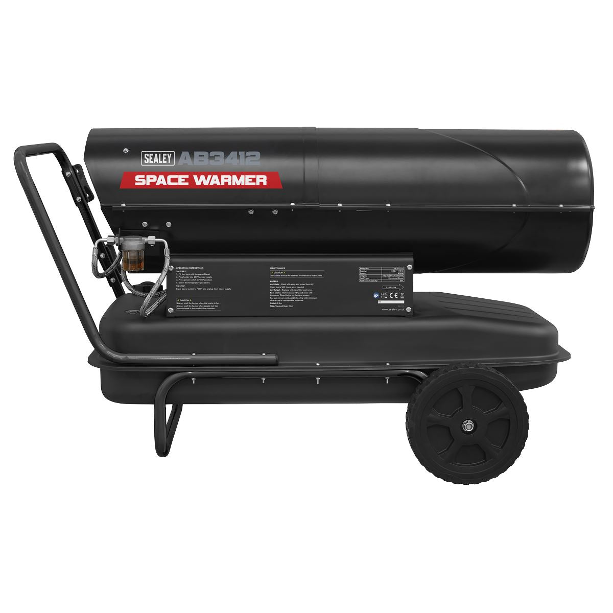 Sealey Space Warmer Kerosene/Diesel Heater 340,000Btu/hr wth Wheels AB3412