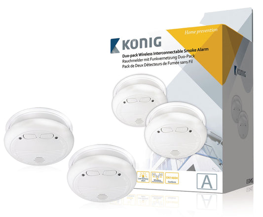 Konig Duo-pack wireless interconnectable smoke alarm