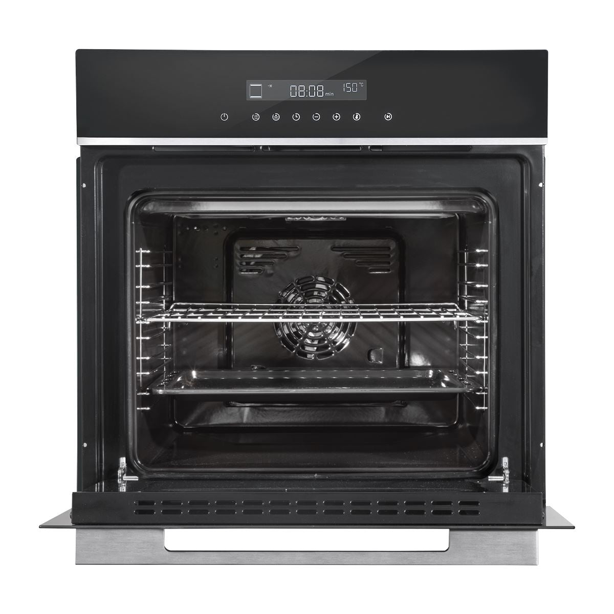 Sealey Baridi 60cm Built-In Fan Assisted, Single, Integrated 10 Function Electric Oven, Touchscreen Controls, 72L Capacity, Black/Stainless Steel DH200