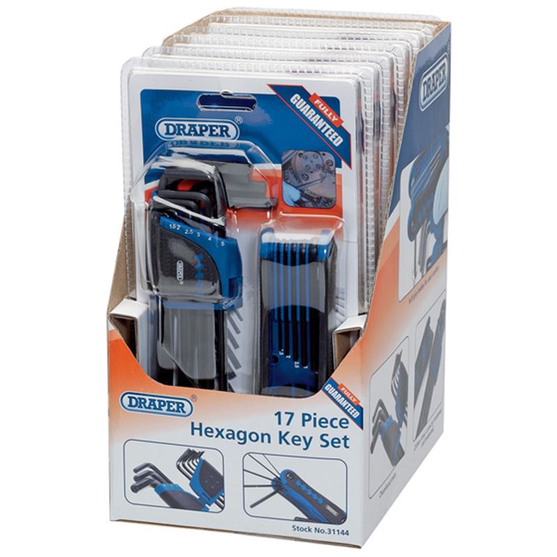 17 Piece Allen Key Hexagon Set Metric Hand Tools Carbon Steel Draper 31144