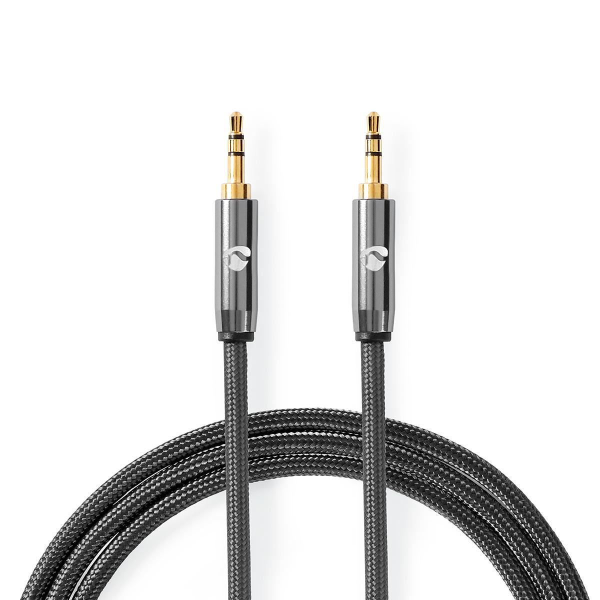 5m Stereo Audio Cable 3.5mm Male to 3.5mm Male Gun Metal Grey Braided Cable - CATB22000GY50
