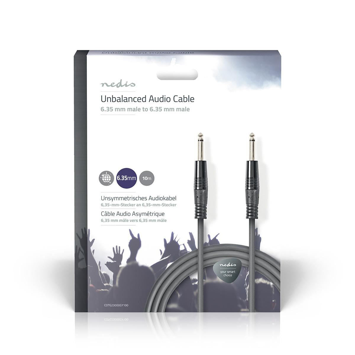 Nedis Unbalanced Audio Cable 6.35mm Male to 6.35mm Male 10m Grey COTG23000GY100