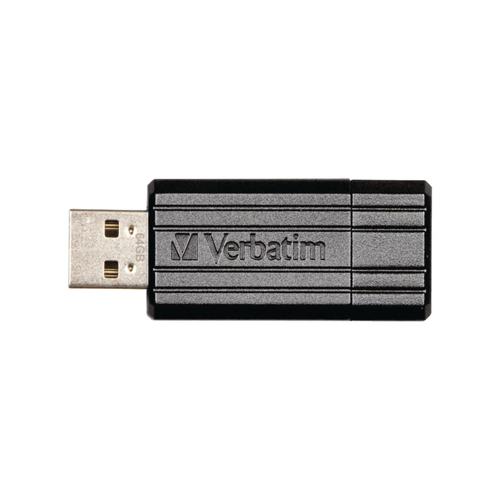 Verbatim USB Drive Pen 2.0 Pinstripe 64GB Black