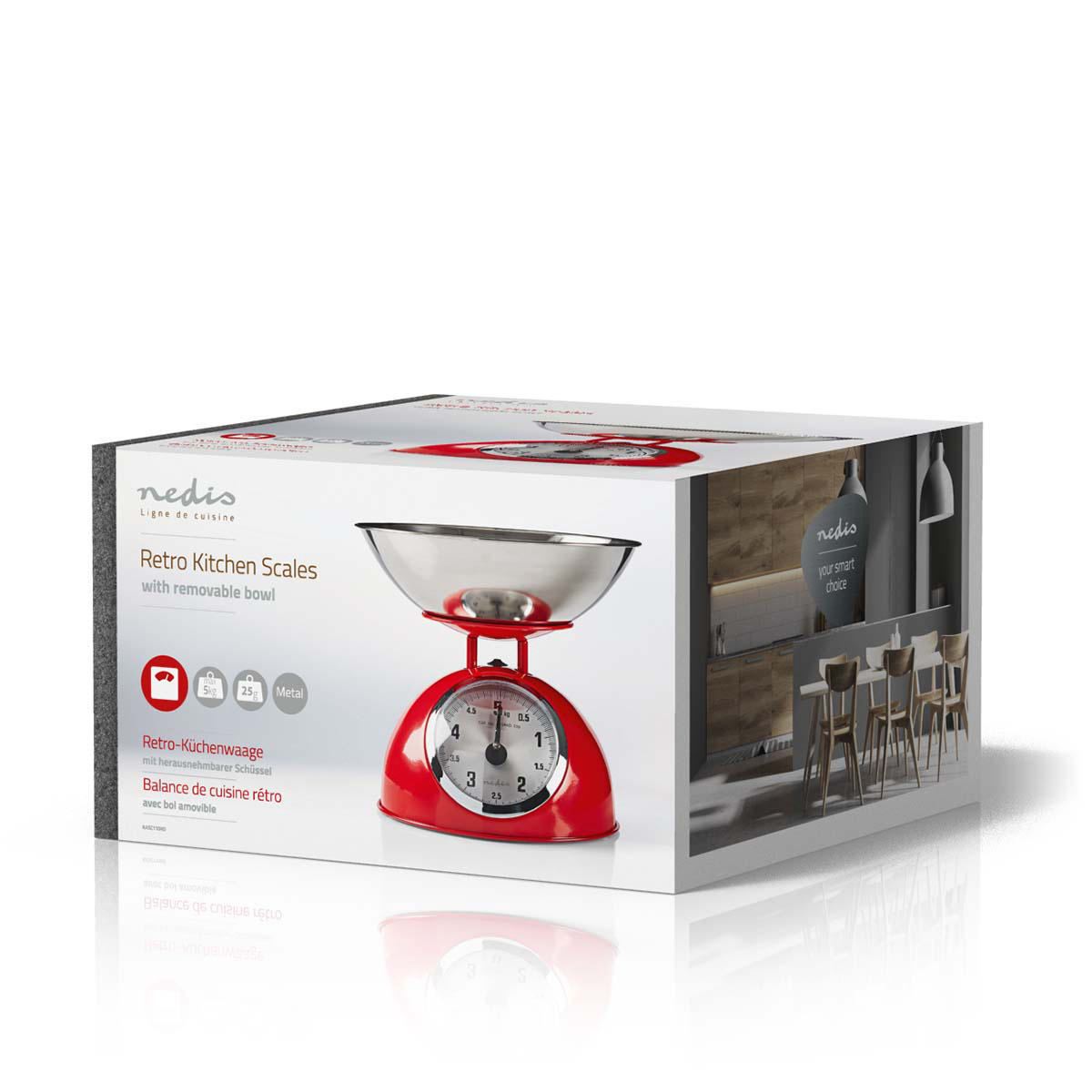 Nedis Retro Kitchen Scales Analogue Metal Red KASC110RD