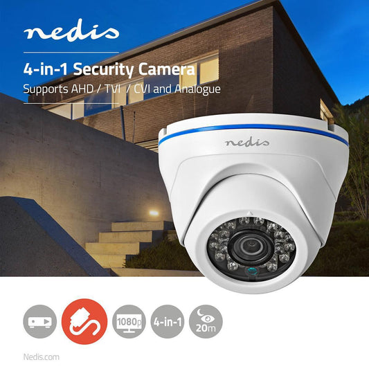 Nedis CCTV Security Camera Dome Full HD Supports AHD/TVI/CVI and Analogue
