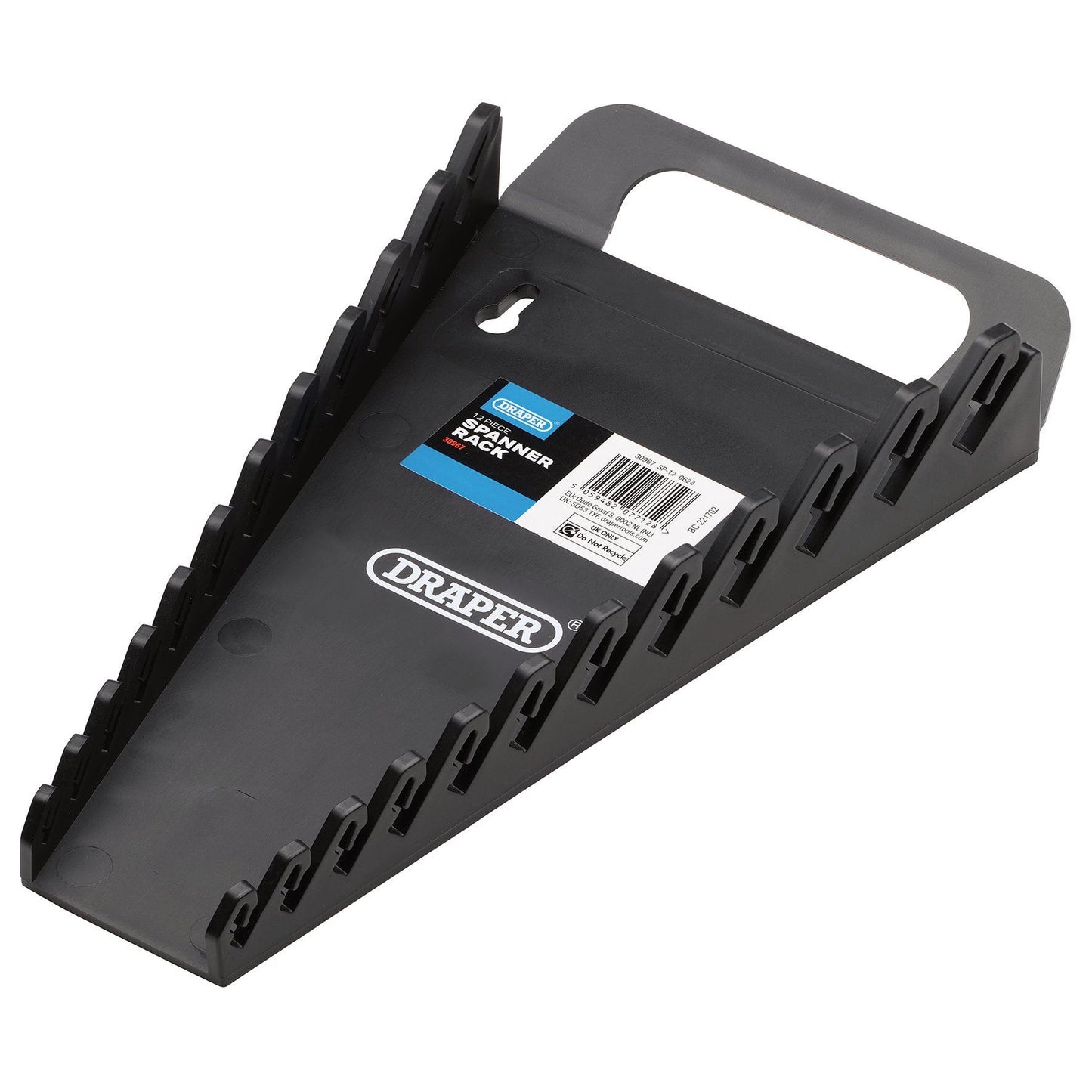 Draper Durable Thermoplastic Rubber Spanner Rack, Capacity 12