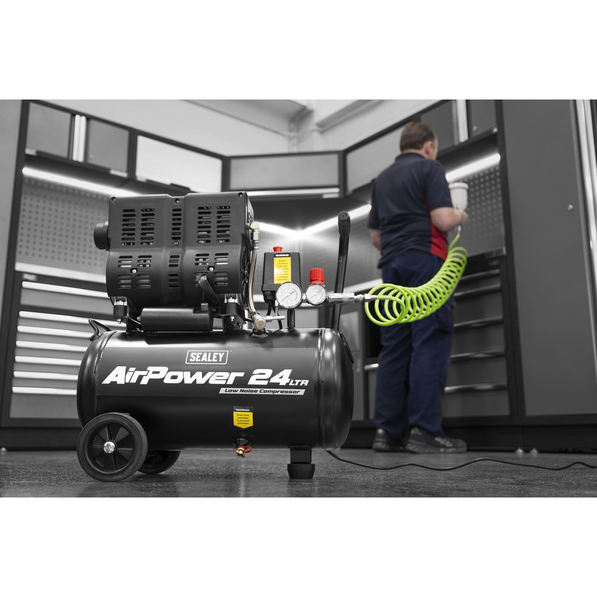 Sealey 24L Low Noise Oil Free Direct Drive Air Compressor 1hp SAC2400S