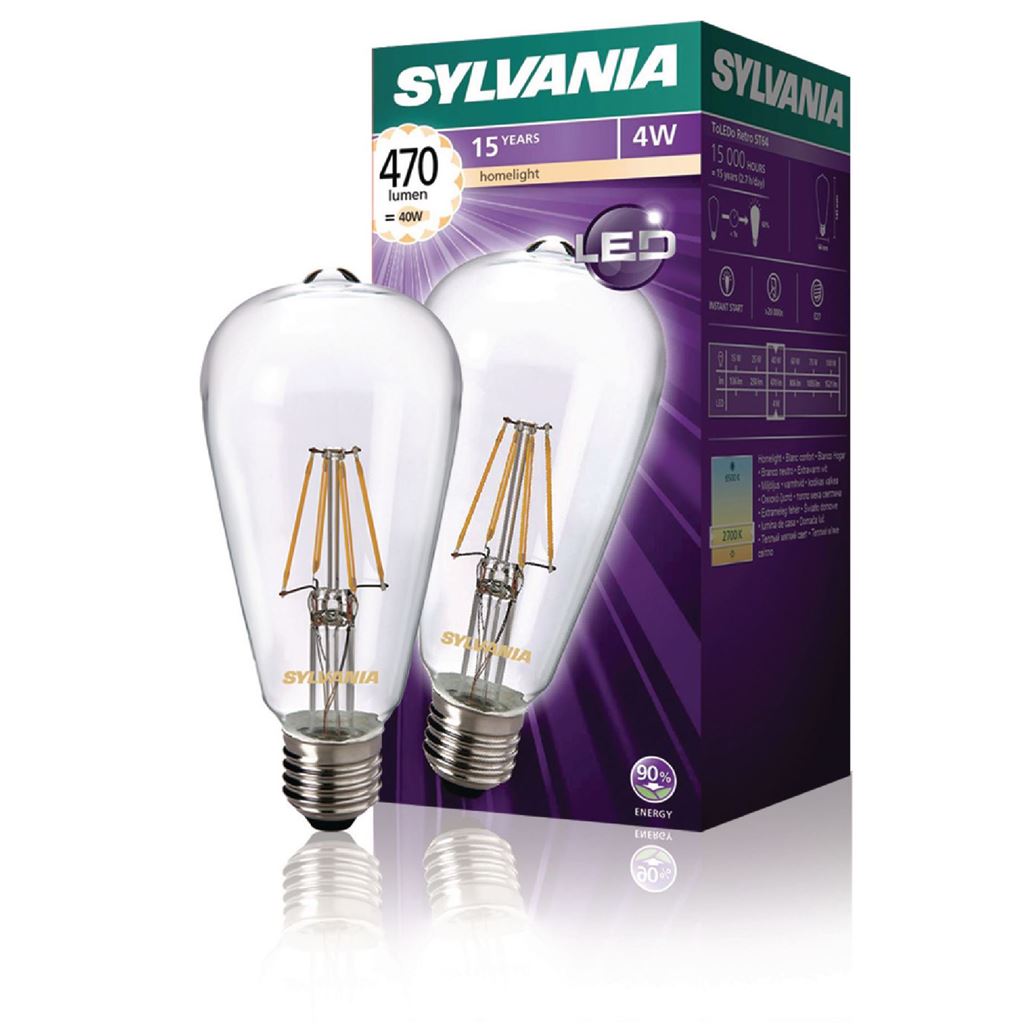 Sylvania ST64 470LM 827 Filament Led lamp E27 4W