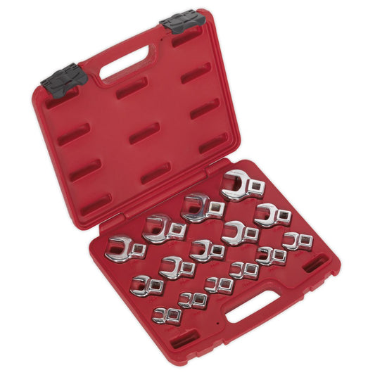 Sealey Crow's Foot Open-End Spanner Set 15pc 3/8"Sq Drive Metric AK59891