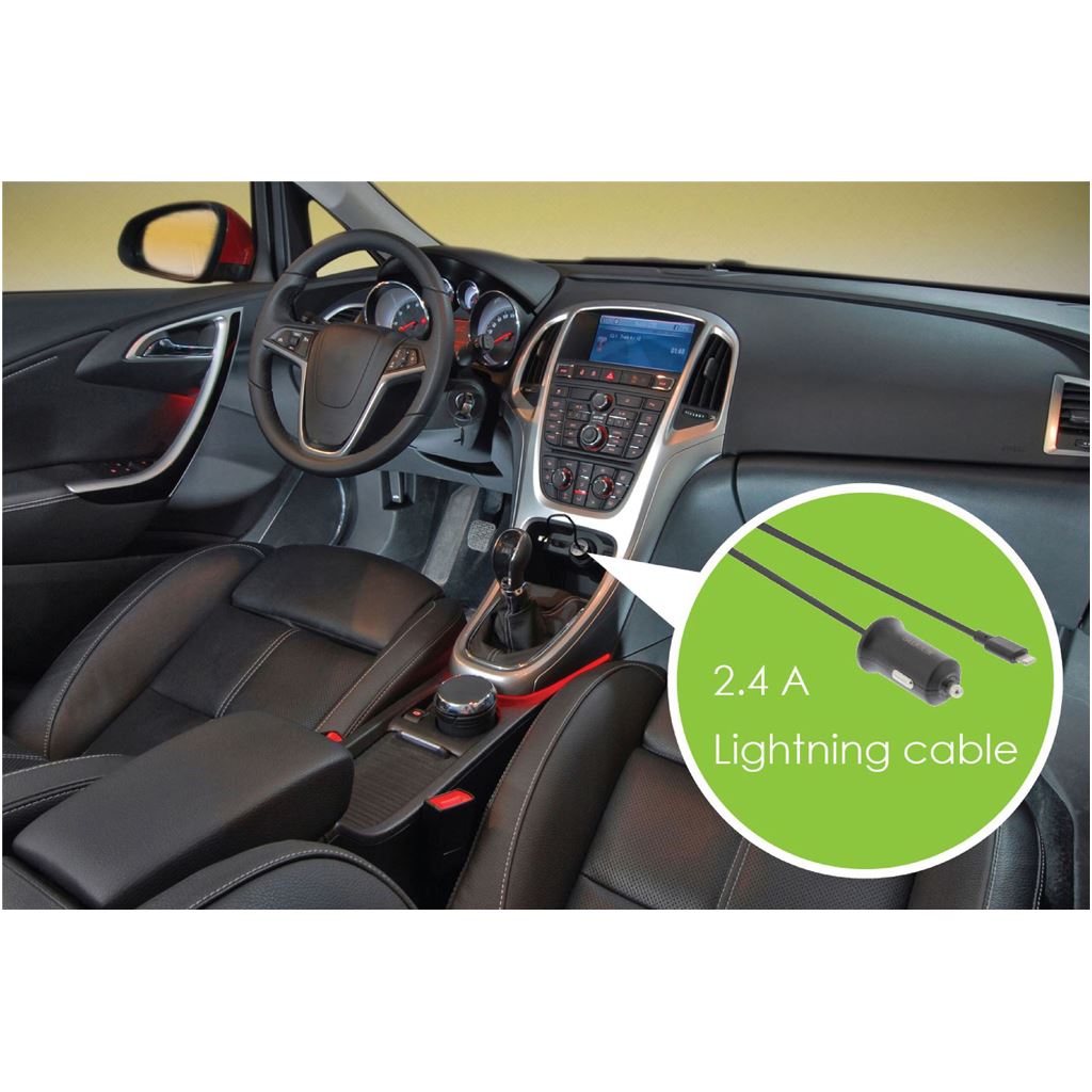Sweex Car Charger 2.4A Apple Lightning Black CH-009BL Smart Media Charger