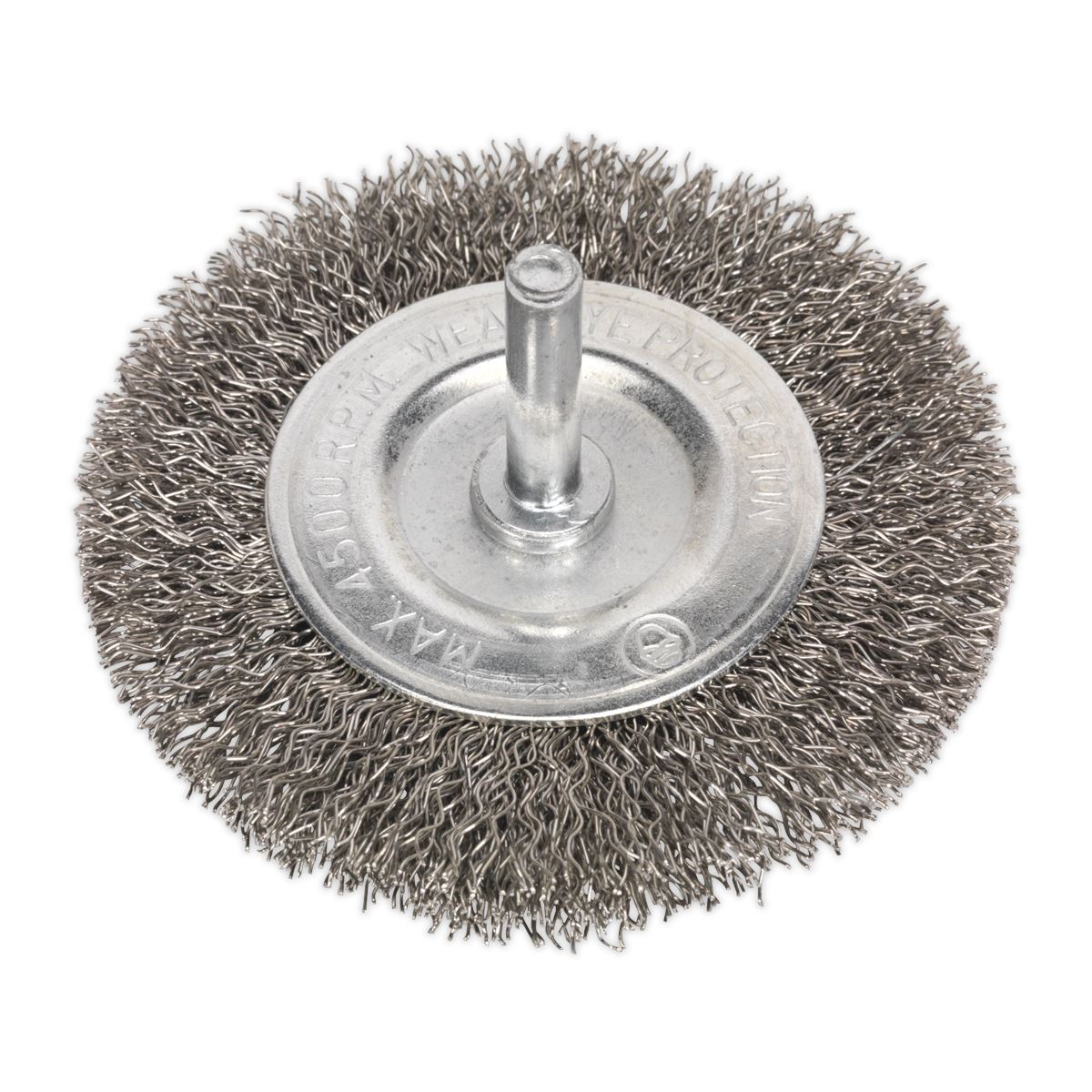 Sealey Flat Wire Brush Stainless Steel 75mm with 6mm Shaft SFBS75