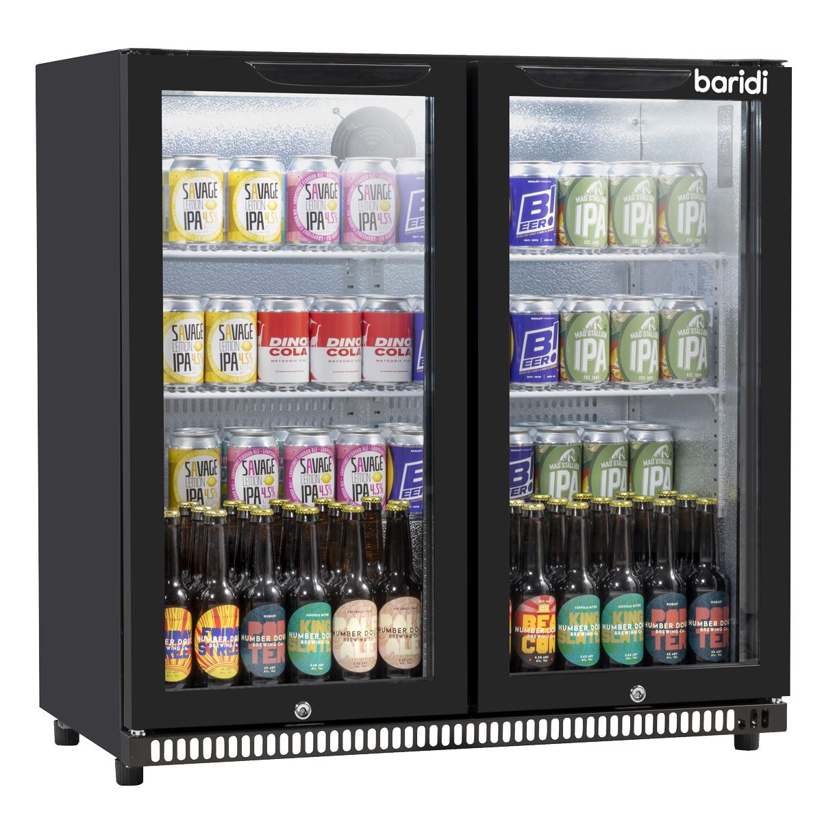 Baridi Hinged Double Door, Back Bar Drinks Fridge/Cooler, 190L Capacity DH272