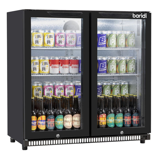 Baridi Hinged Double Door, Back Bar Drinks Fridge/Cooler, 190L Capacity DH272