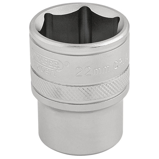 Draper Expert Quality Chrome 1/2" Square Drive 6 Point Metric Socket - 22mm - 16613