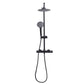 Baridi Thermostatic Shower Mixer Set, 20cm Round Head, Adjustable Rail - Black