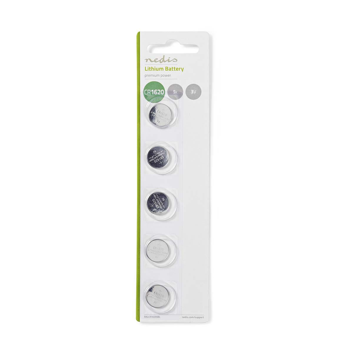 Nedis Lithium Button Cell Battery CR1620 3V 5 pieces Blister BALCR16205BL