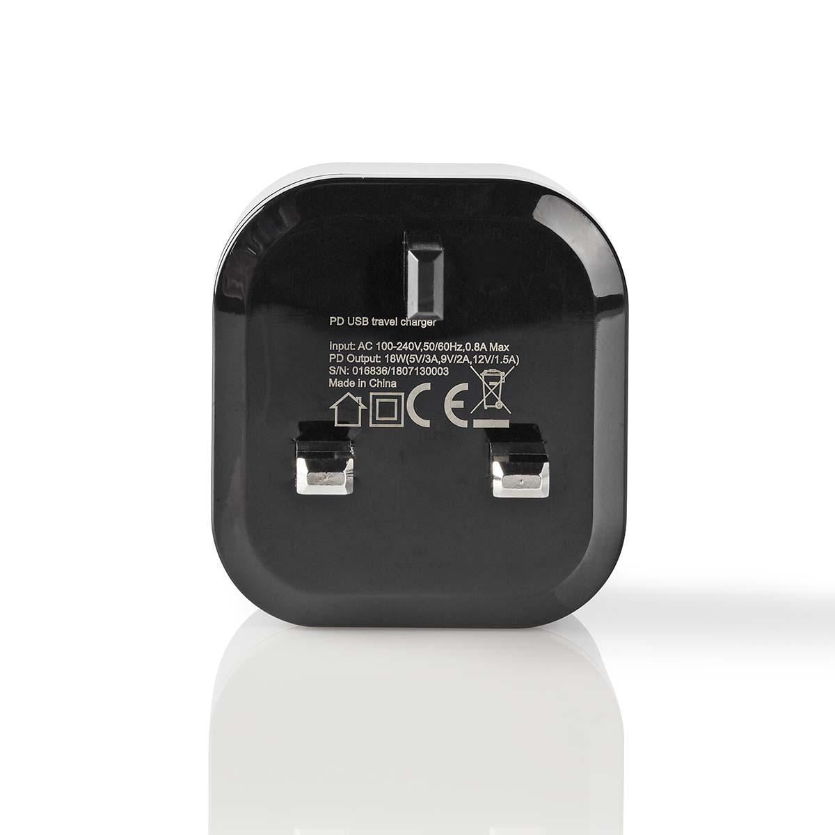 Nedis Wall Charger 3.0A USB-C Power Delivery 18W Black WCPD18W100BKUK