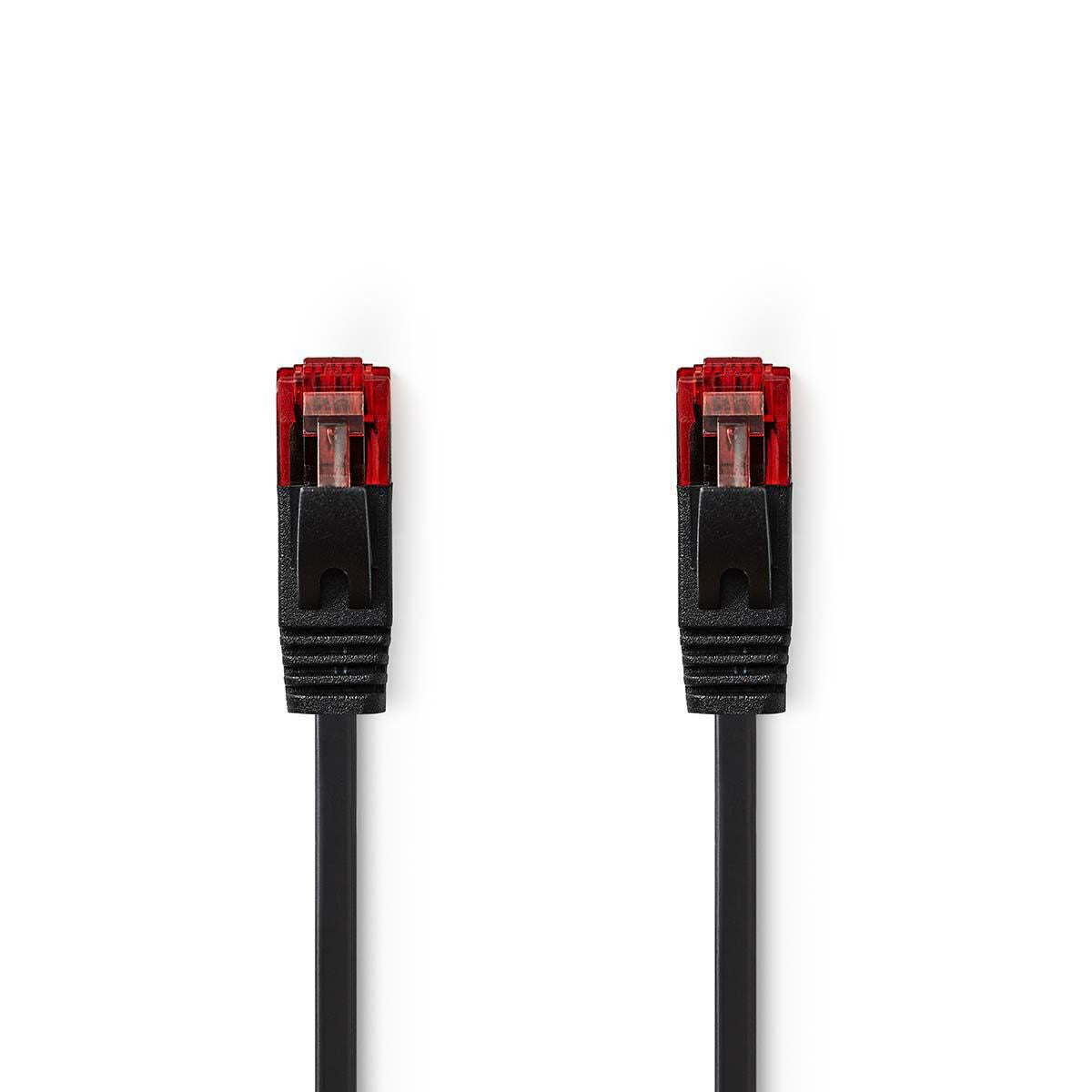 Nedis Cat 6 UTP Network Flat Cable RJ45 Male to RJ45 Male 2m Black - CCGP85215BK20