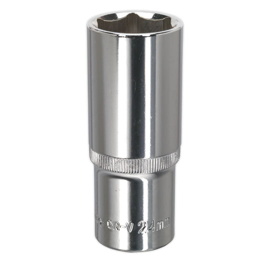 Sealey WallDrive Socket 24mm Deep 1/2"Sq Drive Fully Polished SP1224D