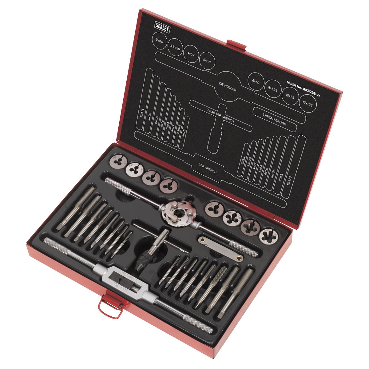 Sealey Tap & Die Set 28pc Split Dies Metric AK3028