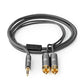 Nedis 2m Stereo Audio Cable 3.5mm Male to 2x RCA Male Gun Metal Grey Braided - CATB22200GY20