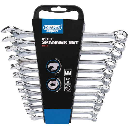 Draper 47044 8220/12/mm Expert Hi-Torq Metric Combination Spanner Set (12 Piece)