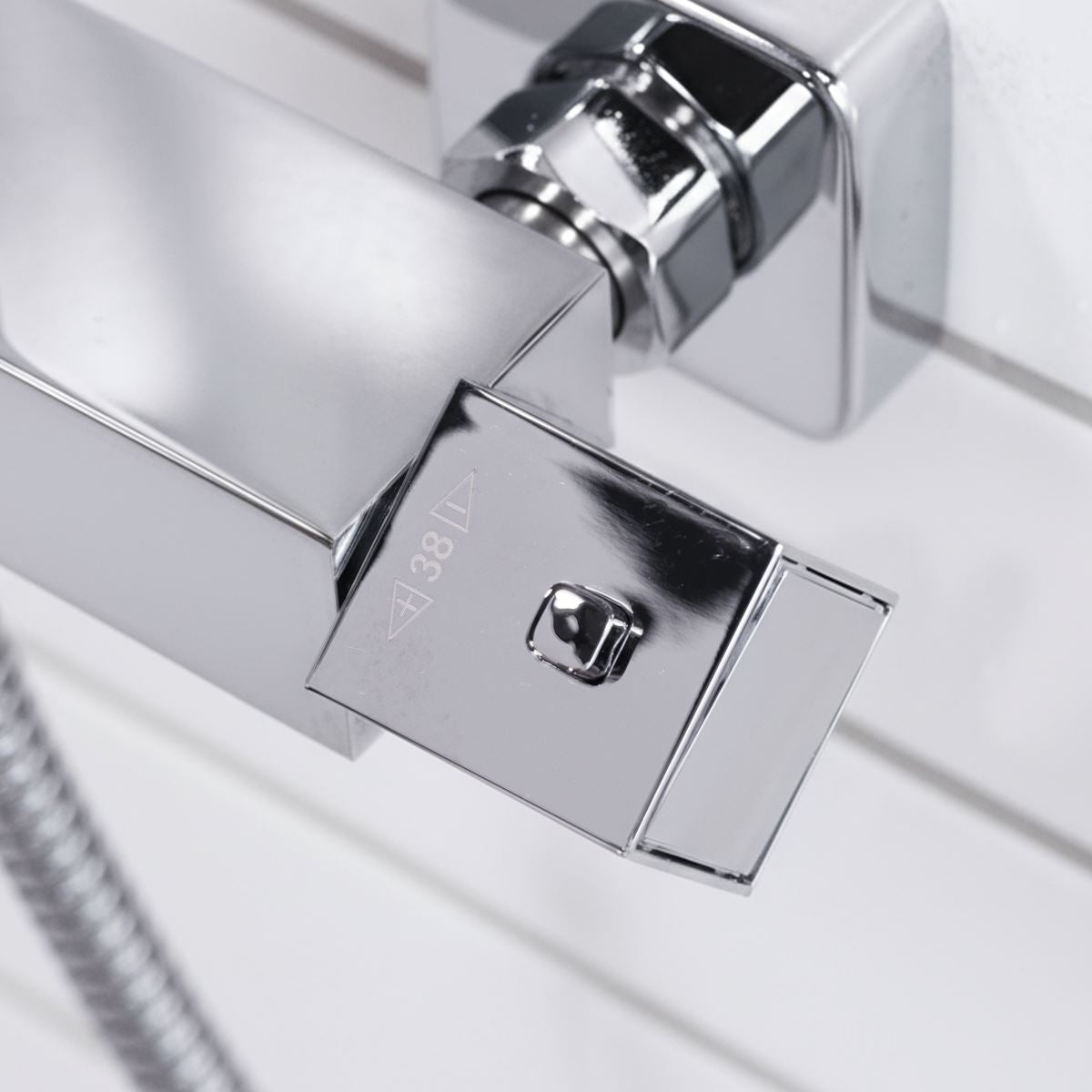 Baridi Thermostatic Shower Mixer Set, 20x20cm Square Head, Adjustable Rail - Chrome DH316