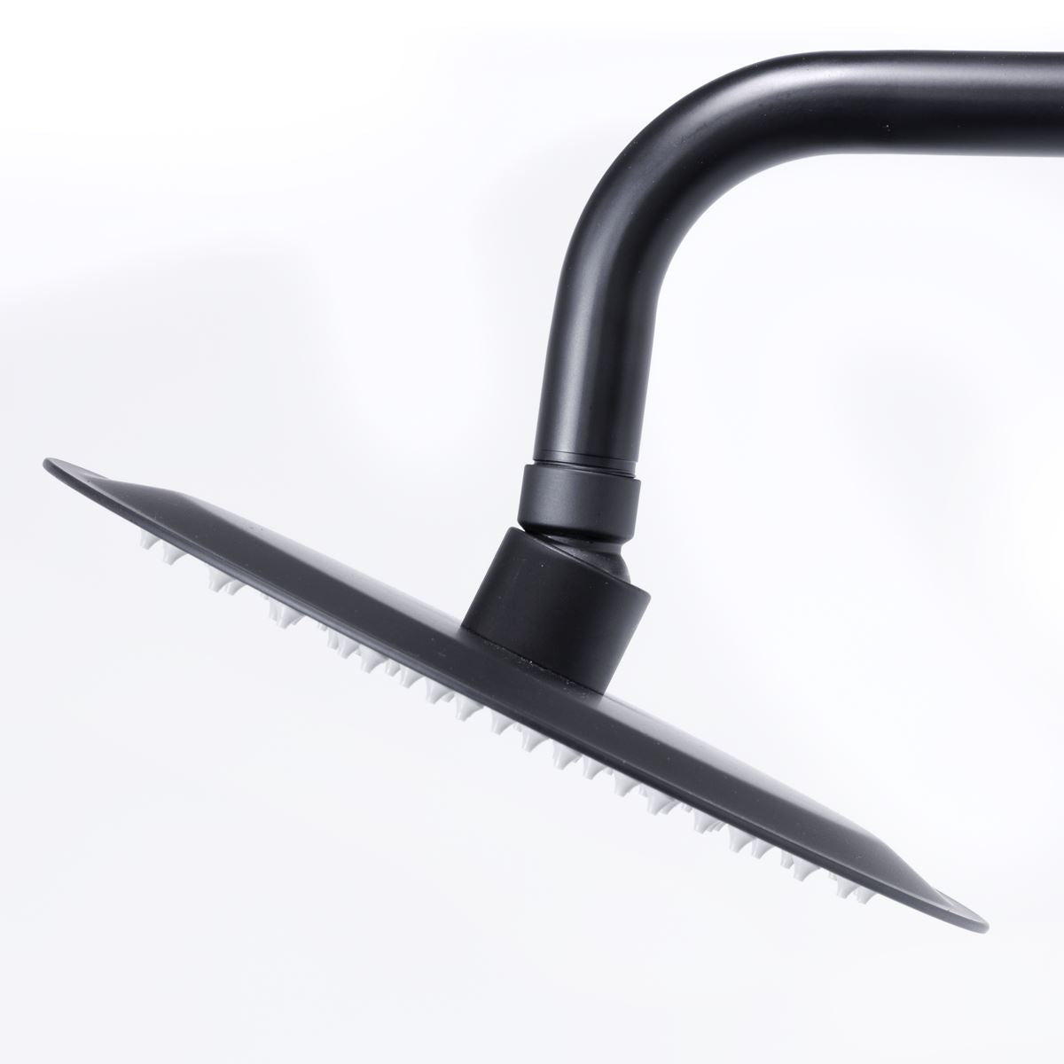 Baridi Thermostatic Shower Mixer Set, 20cm Round Head, Adjustable Rail - Black