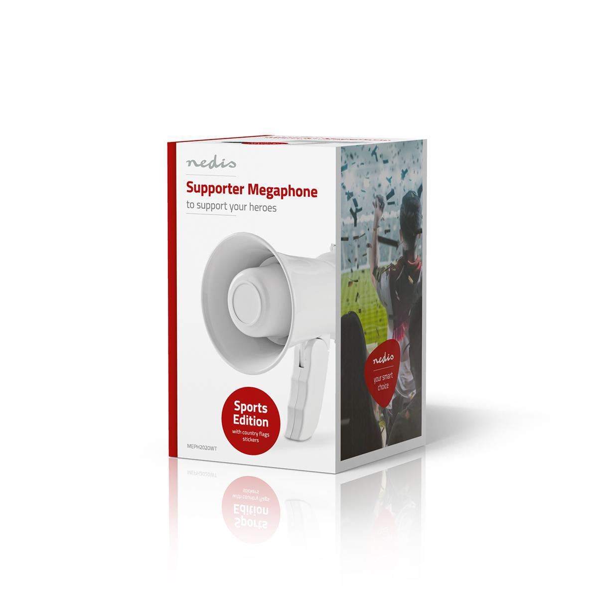 Nedis Supporter Megaphone 100dB 100m Range Country Stickers White