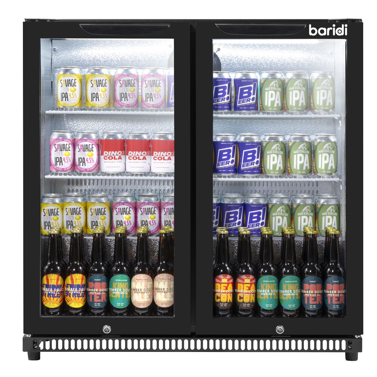 Baridi Hinged Double Door, Back Bar Drinks Fridge/Cooler, 190L Capacity DH272