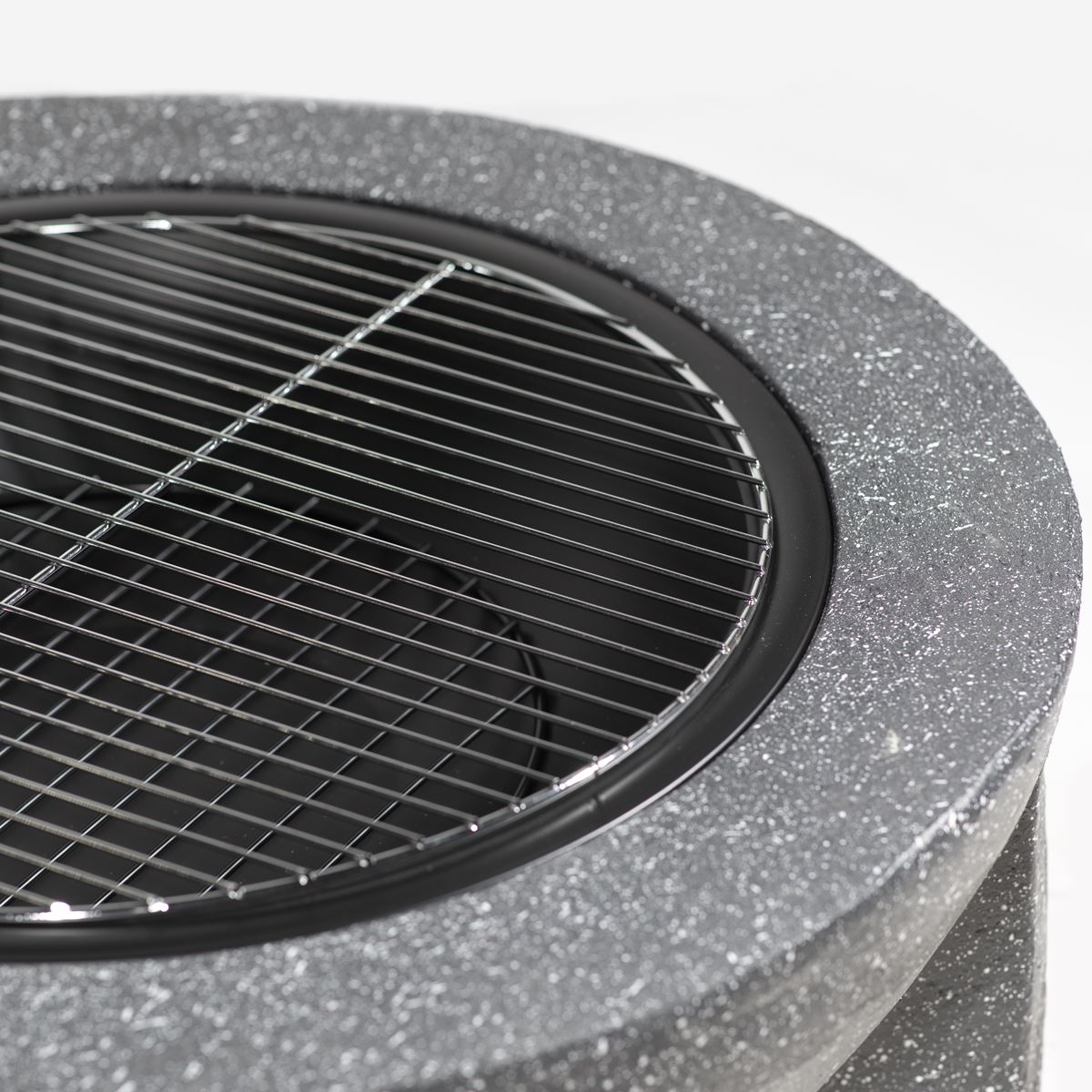 Sealey Dellonda Round MgO Fire Pit with BBQ Grill, 75cm, Safety Mesh Screen - Dark Grey DG191