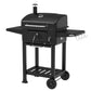 Dellonda Charcoal Grill BBQ Smoker and Trolley with 2 Side Shelves - Black DG283