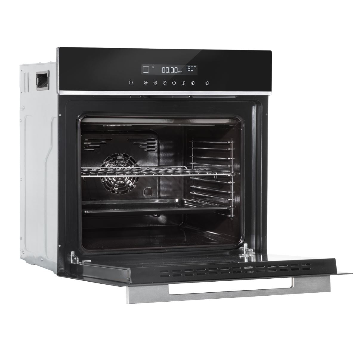 Sealey Baridi 60cm Built-In Fan Assisted, Single, Integrated 10 Function Electric Oven, Touchscreen Controls, 72L Capacity, Black/Stainless Steel DH200