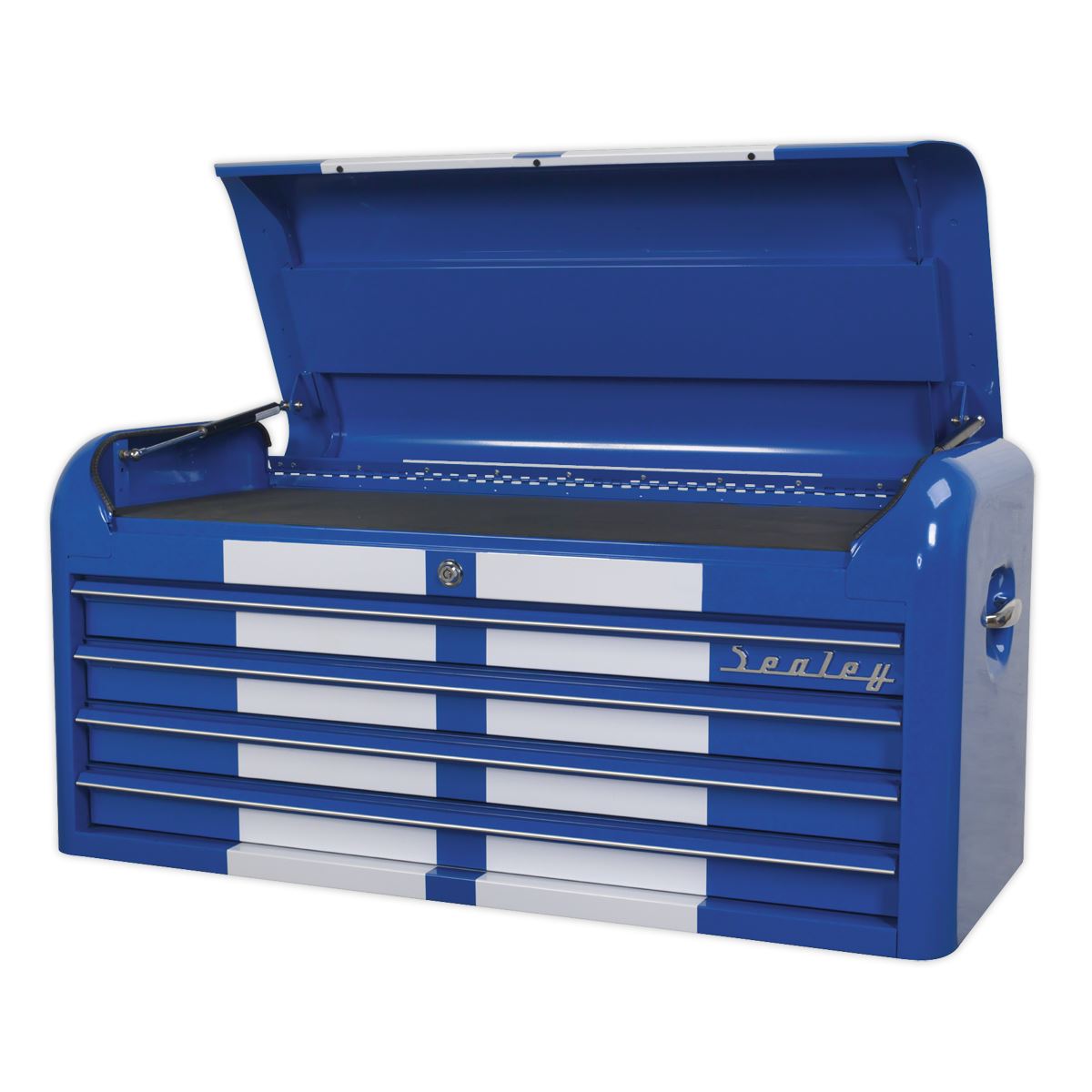 Sealey Topchest 4 Drawer Wide Retro Style - Blue with White Stripes AP41104BWS