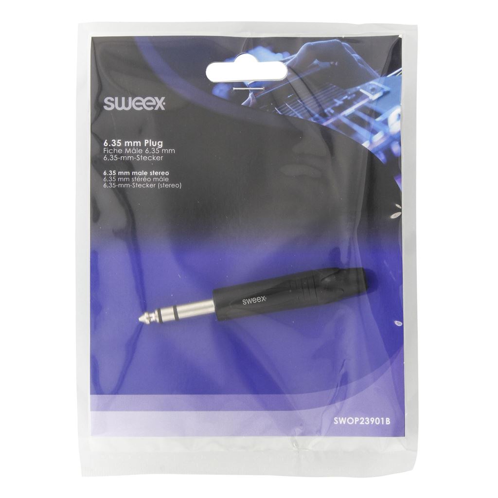 Sweex Stereo Connector 6.35mm Nickel-Plated Black SWOP23901B Connector/Plug - COTP23901BK