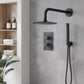 Baridi Concealed Thermostatic Shower Set, 20cm Round Head & Hand Shower - Black