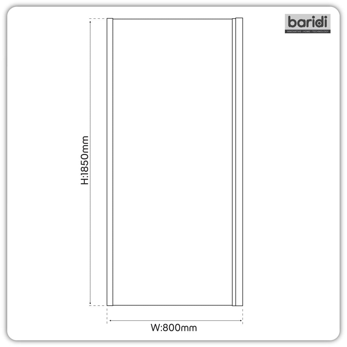 Baridi Side Panel for Sliding Shower Doors, 6mm Tempered Glass - Chrome DH296