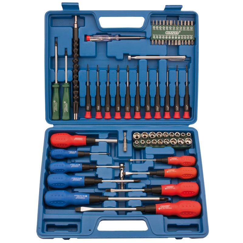 Draper Screwdriver Set 70 Piece Socket Bit Tool Kit Set Precision Mechanics SS70 - 40850
