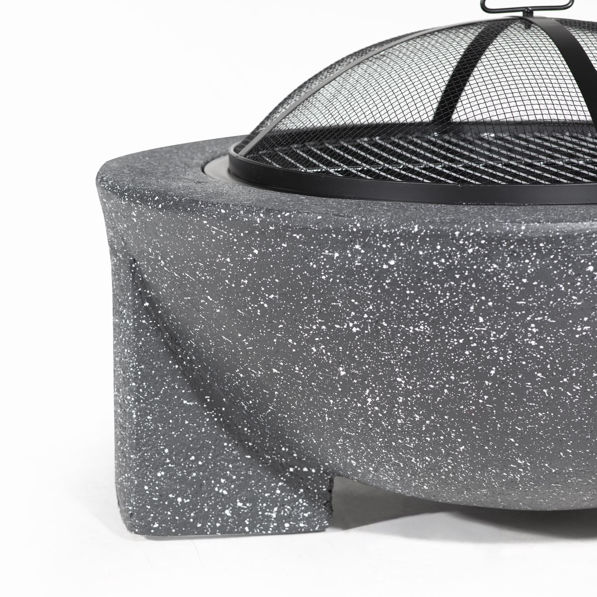 Sealey Dellonda Round MgO Fire Pit with BBQ Grill, 75cm, Safety Mesh Screen - Dark Grey DG191