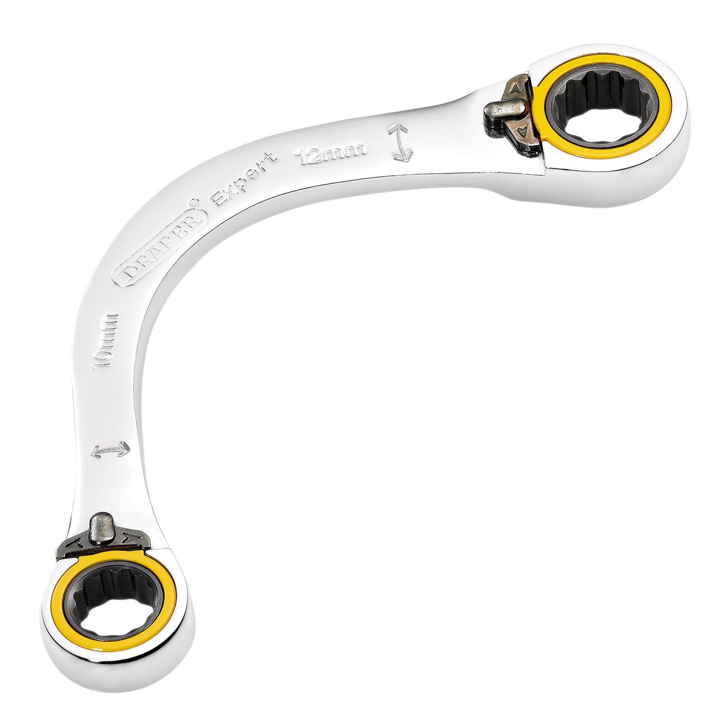 Draper Expert HI-TORQ Double Ring Ratchet Half Moon Spanner, 10 x 12mm