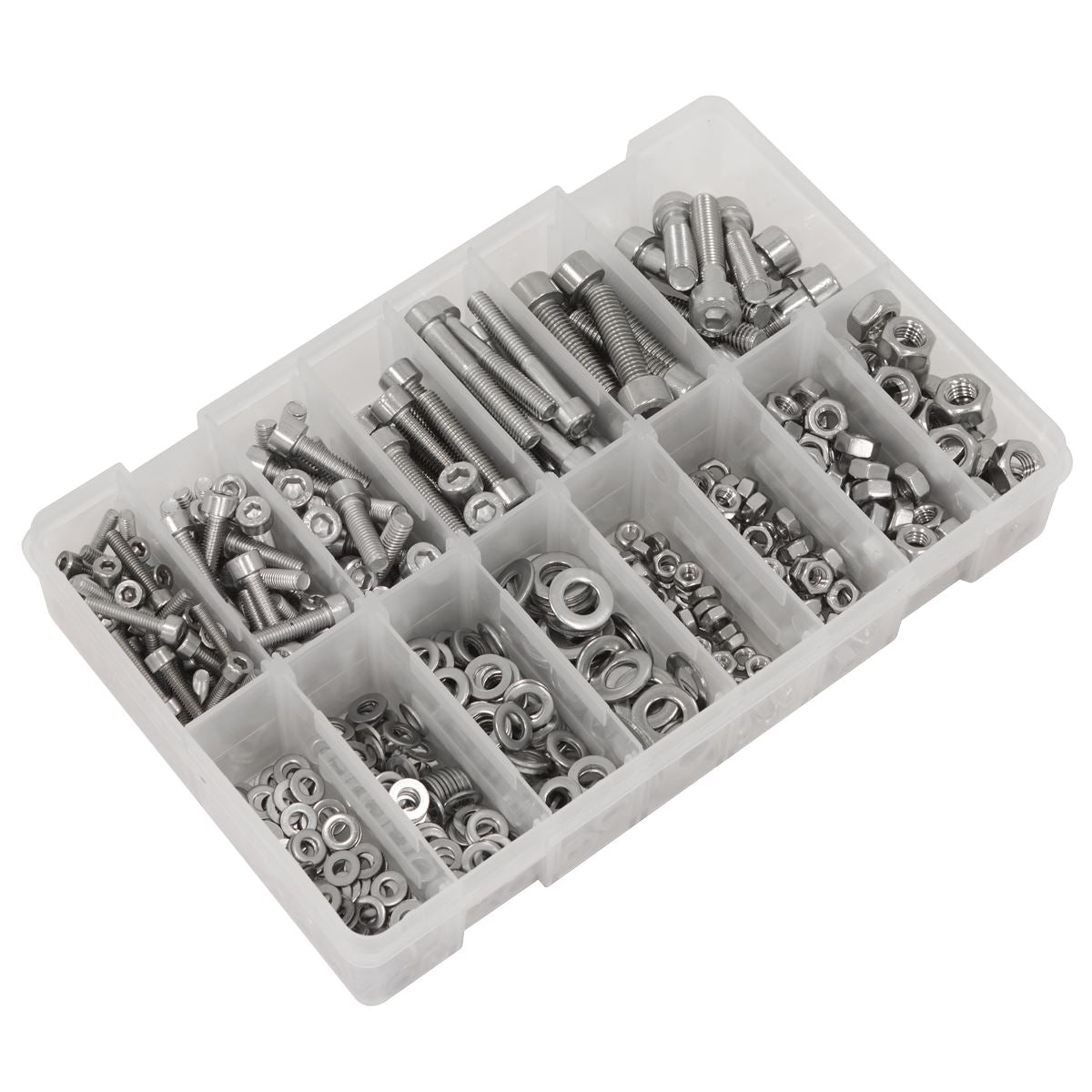 Sealey Stainless Steel Hex Socket Bolt, Washer & Nut Assortment 710pcs AB0710SS
