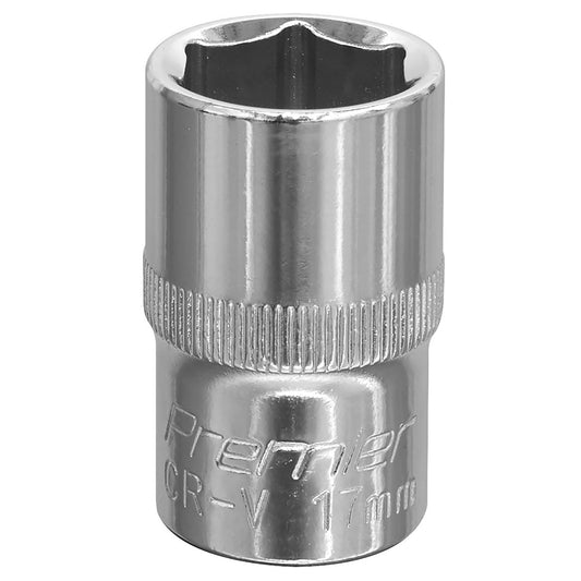Sealey WallDrive Socket 17mm 1/2"Sq Drive Fully Polished SP1217
