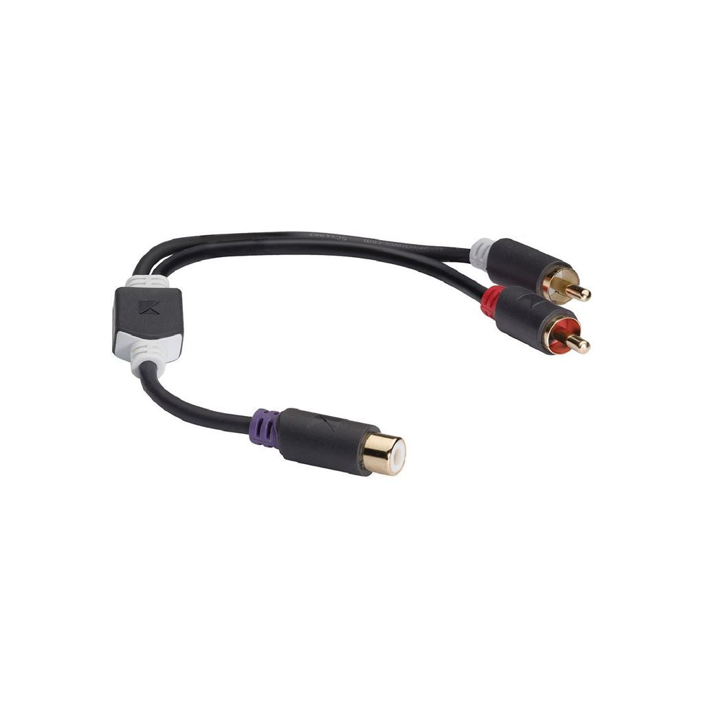 Konig Subwoofer adapter cable 2x RCA male to RCA female 0.20m grey - CABW24020AT02