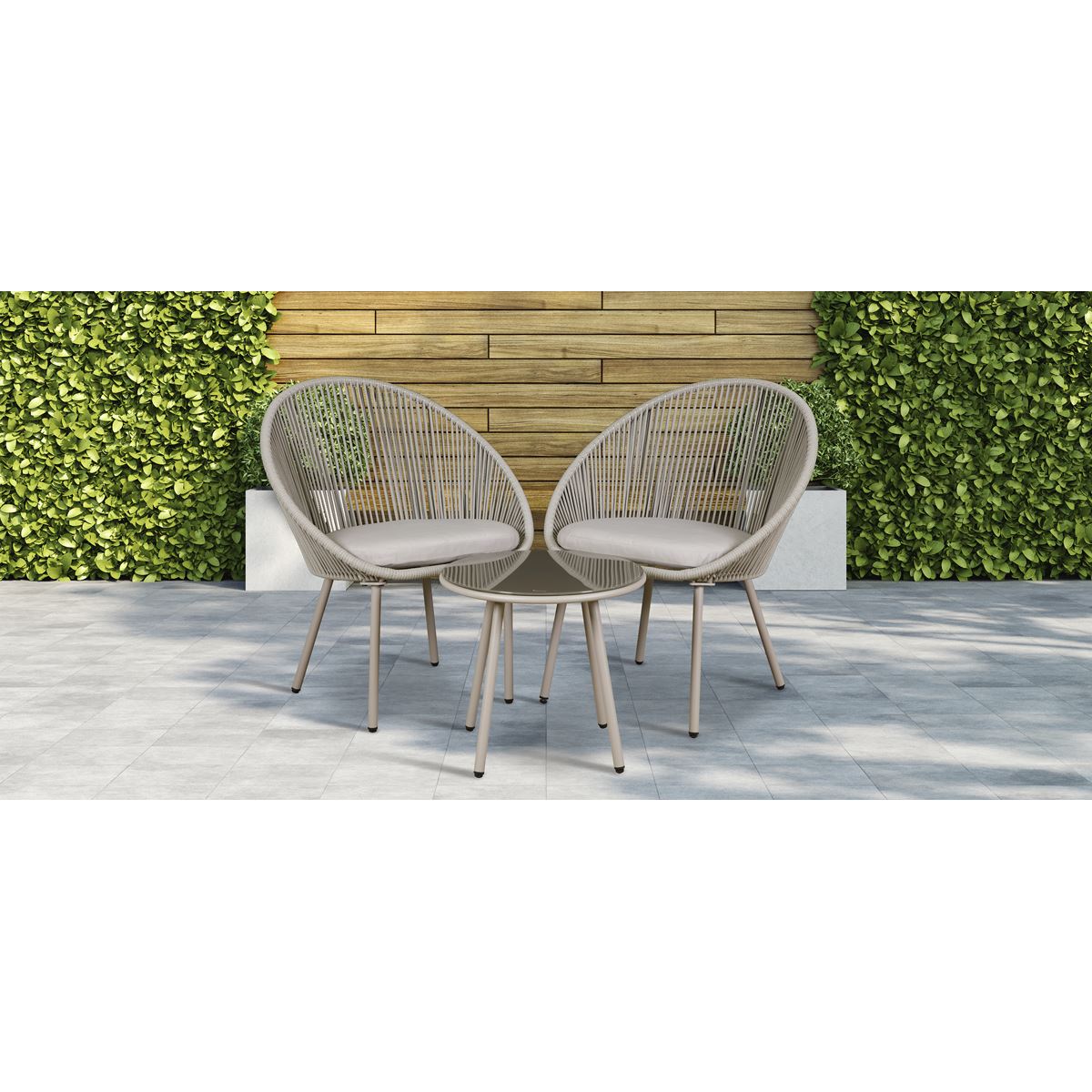Dellonda Como 3pc Steel Bistro Set with Tempered Glass Top - DG55 DG55