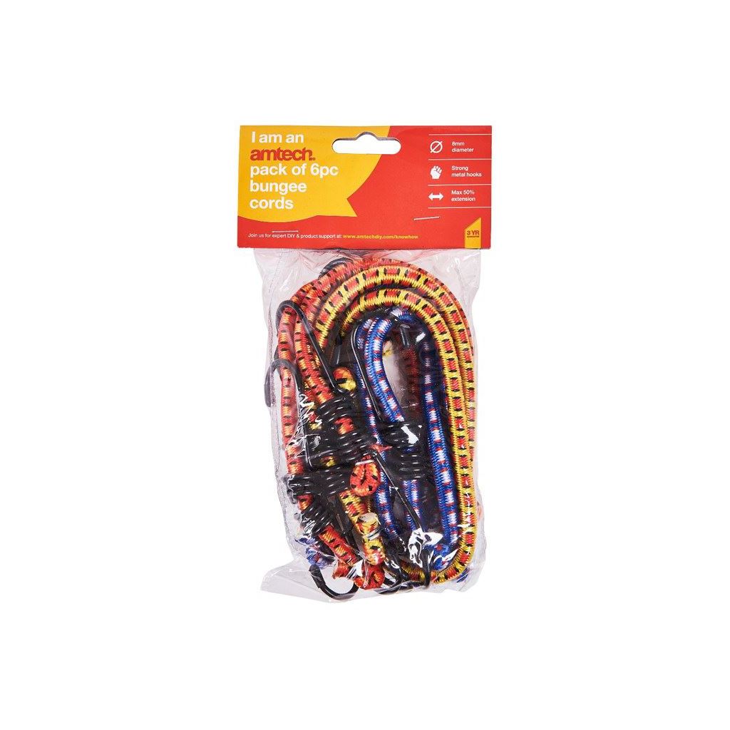 6x Elastic 30/45/60cm Bungee Cord Straps Metal Hanging Hooks Secure Bike/Car Tie - S0645